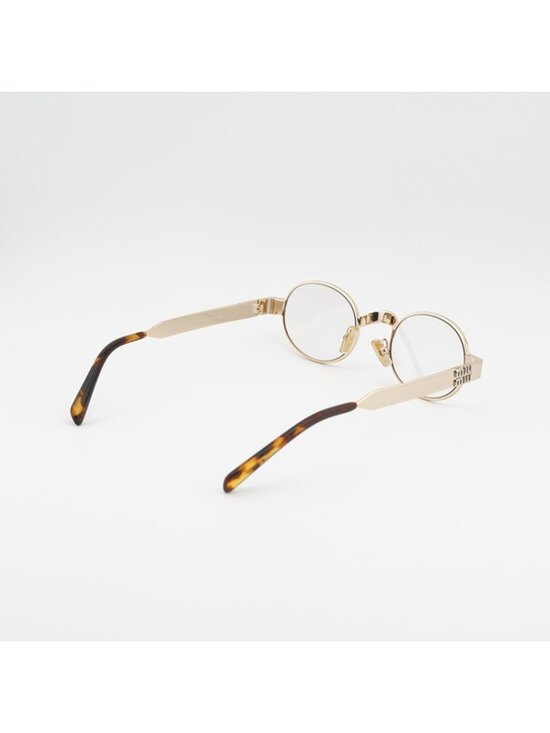 Miu Miu MUB51S 5AK10W Sunglasses Gold Oval Frame, Clear Lenses main image 6